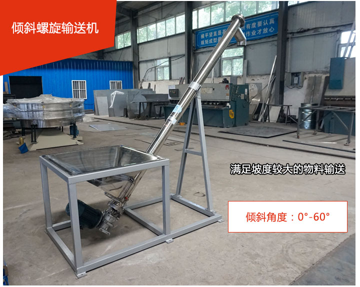 傾斜螺旋輸送機(jī)可用于60°范圍內(nèi)輸送散狀物料、不回流